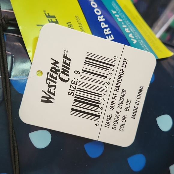 Western Chief Adult Winter Rain Boots Blue Vari Fit Raindrops Dot  9M New - Picture 3 of 9